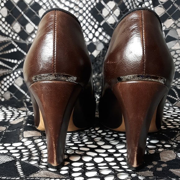 Chanel Brown & Black Leather Pumps - Picture 6 of 8